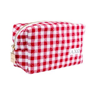 Alpha chi omega quilted travel makeup bag red